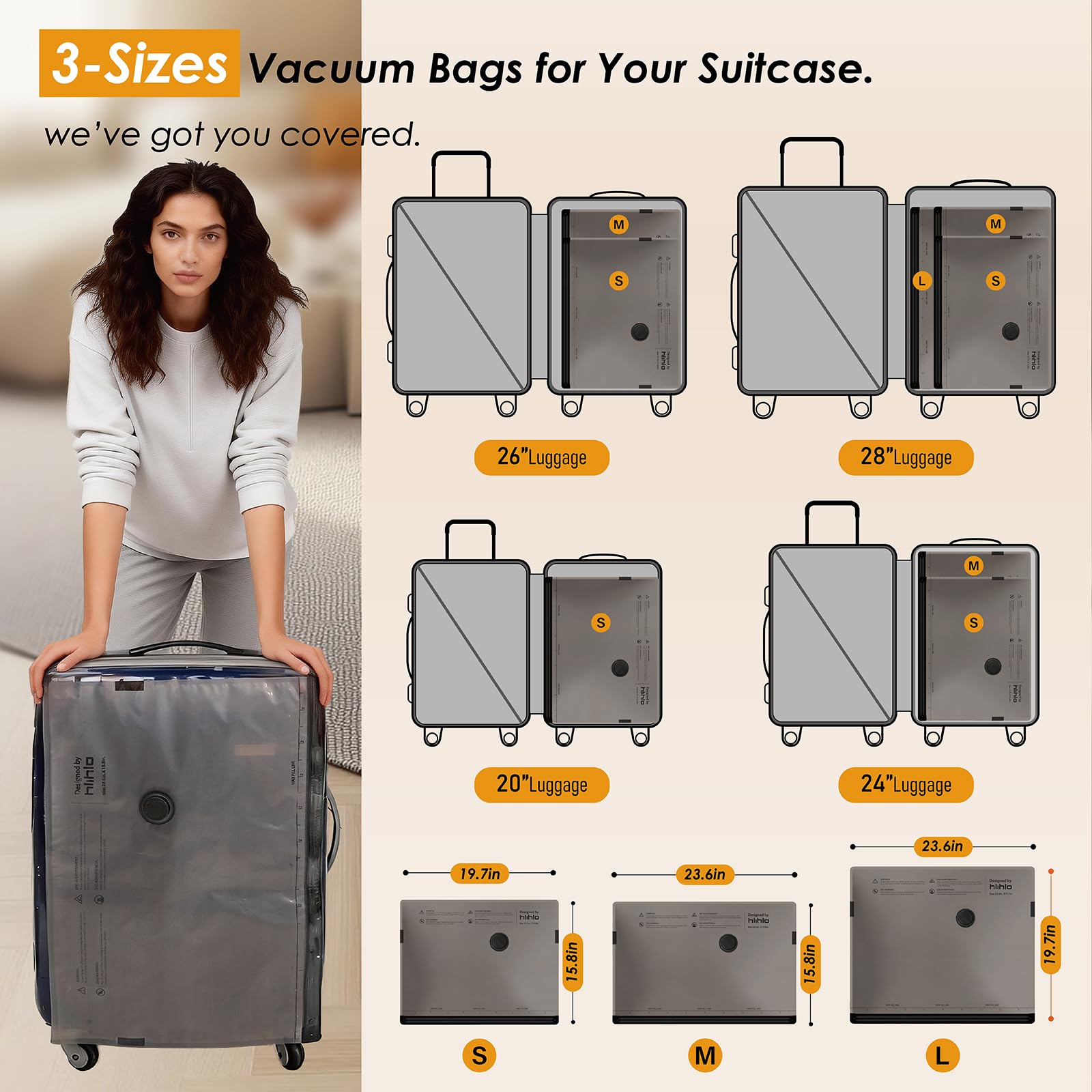 Hlihlo bags fitting neatly in a suitcase to maximize space