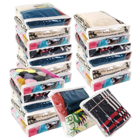 Hlimior clear vinyl zippered storage bags for easy closet organization
