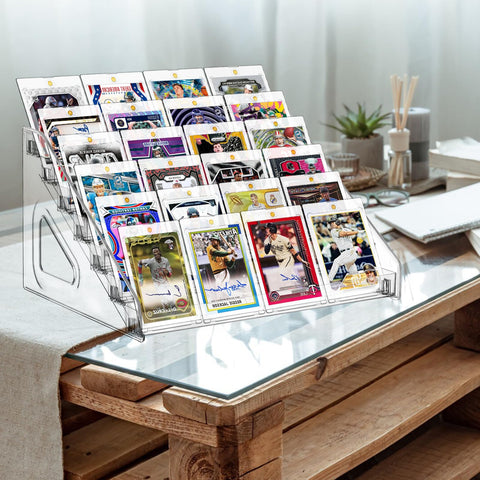 Hlimior two-pack 7-tier acrylic display stand for multiple card sets.