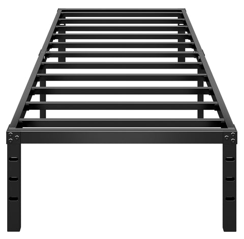HLIPHA metal platform bed frame with 18-inch height provides sturdy support for any twin mattress.