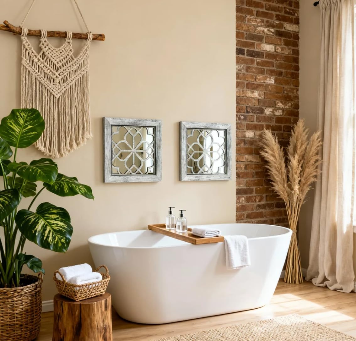 HMANGE grey wood frame mirrors complement any decor with neutral tones