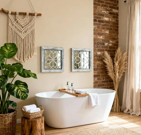 HMANGE grey wood frame mirrors complement any decor with neutral tones