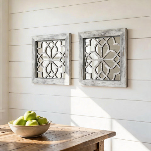 HMANGE square 12-inch mirrors ideal for bedrooms, bathrooms, and entryways as versatile wall decor
