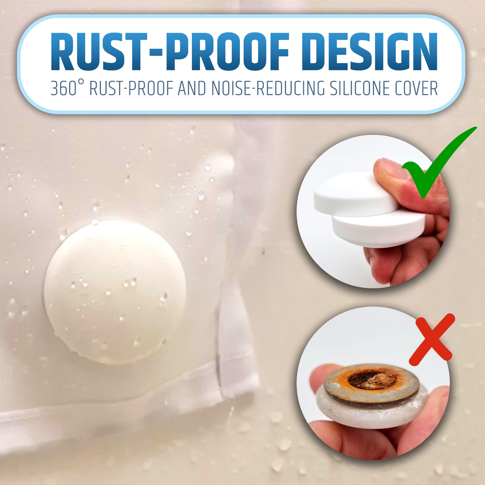HMmagnets silicone-encased weights reduce collision noise for a quieter bathroom