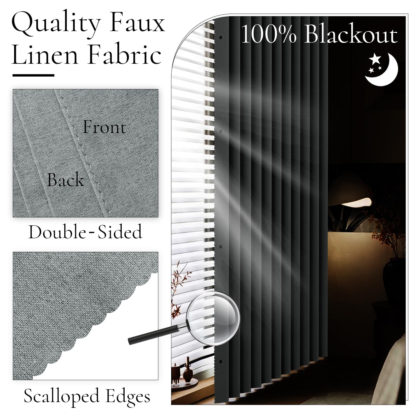 HMYI blackout door curtain gray faux linen texture enhances interior style