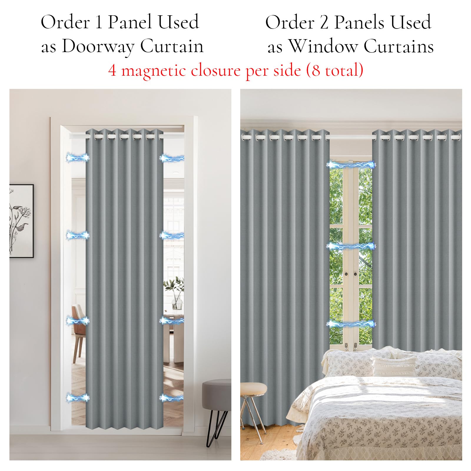 HMYI blackout door curtain gray room divider use in living spaces