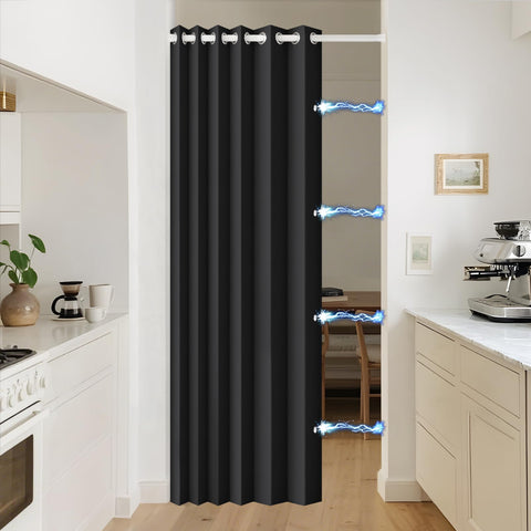 HMYI door curtain with magnetic closure close-up showing secure fastening
