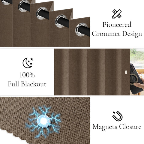 Eight magnetic pins and round iron pieces secure curtain edges against walls.