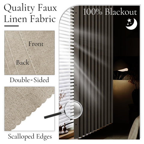 HMYI tan faux linen fabric offers a refined, durable appearance.