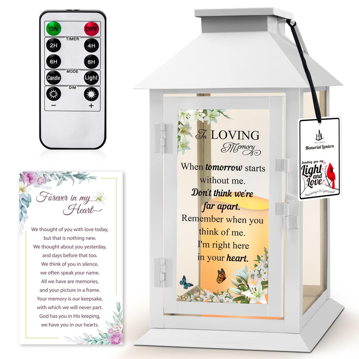 HN HAIINAA memorial lantern with remote for easy remembrance at home