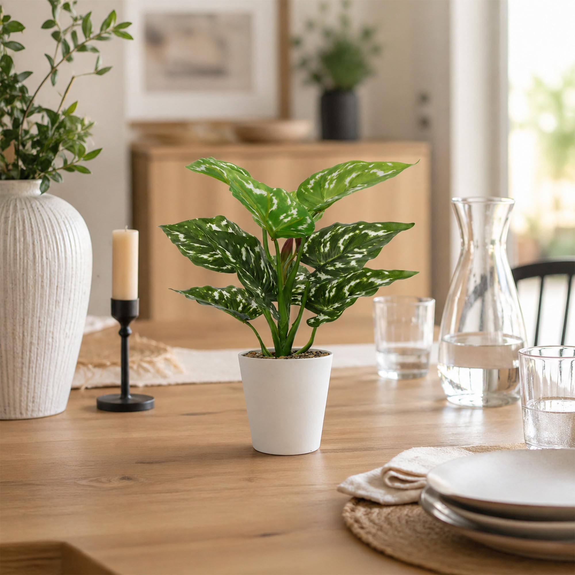 HNCSDD Chinese evergreen artificial plant in pot for office shelves