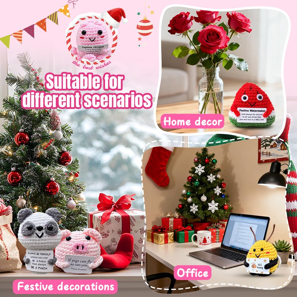 Hnqiqs palm-size crochet animals; squeezable companions for stress relief and support.