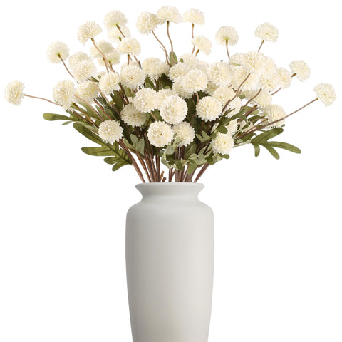 HNVNER artificial mums in ivory with long stems for elegant DIY bouquets.