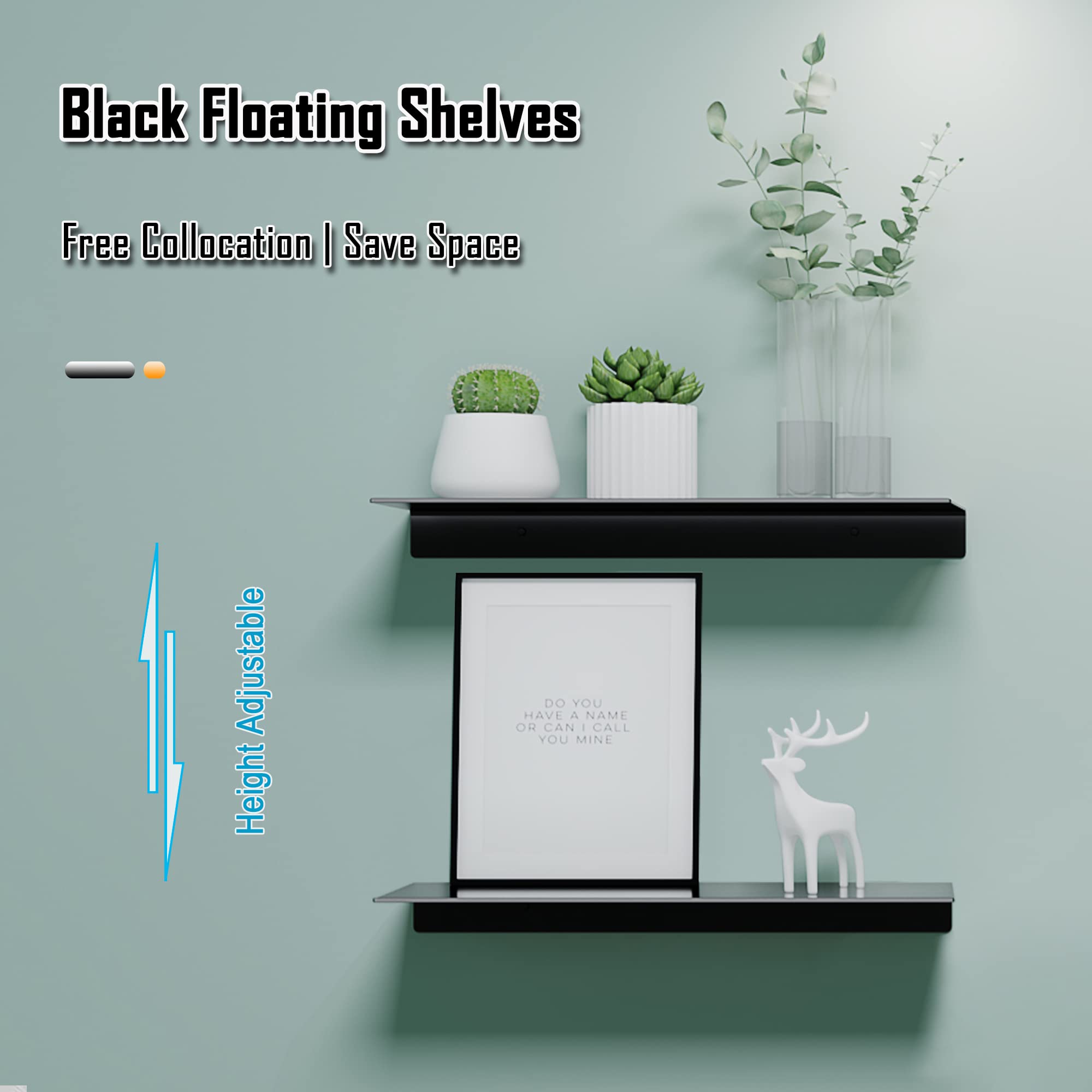 HNVNER two-shelf set mounted for versatile bedroom storage.