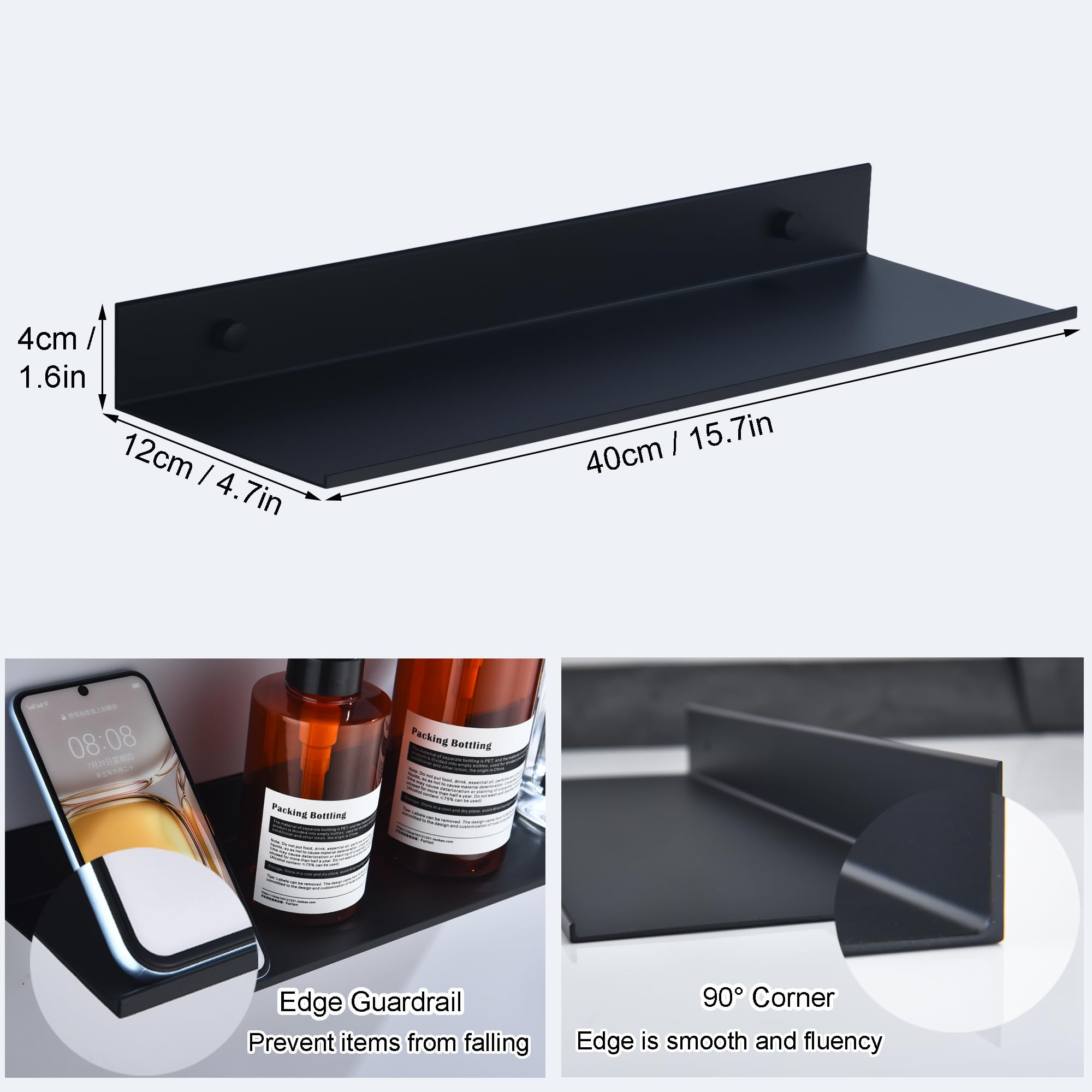 HNVNER floating shelves resist rust and water in humid spaces.