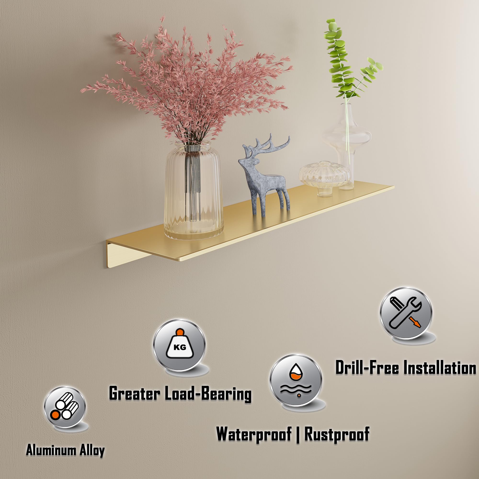 HNVNER shelves neatly store bathroom essentials or small kitchen items.