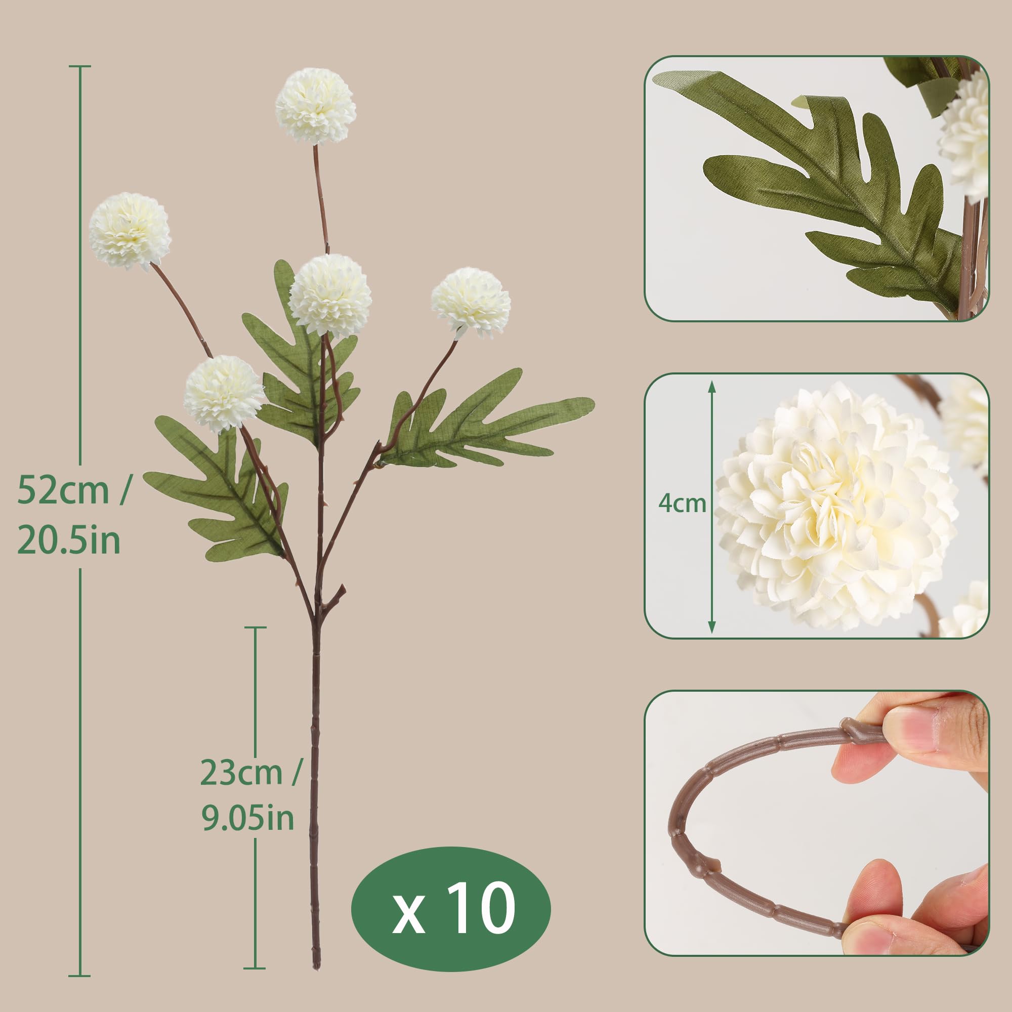 HNVNER silk chrysanthemum mini bloom 52cm perfect for lush centerpieces.