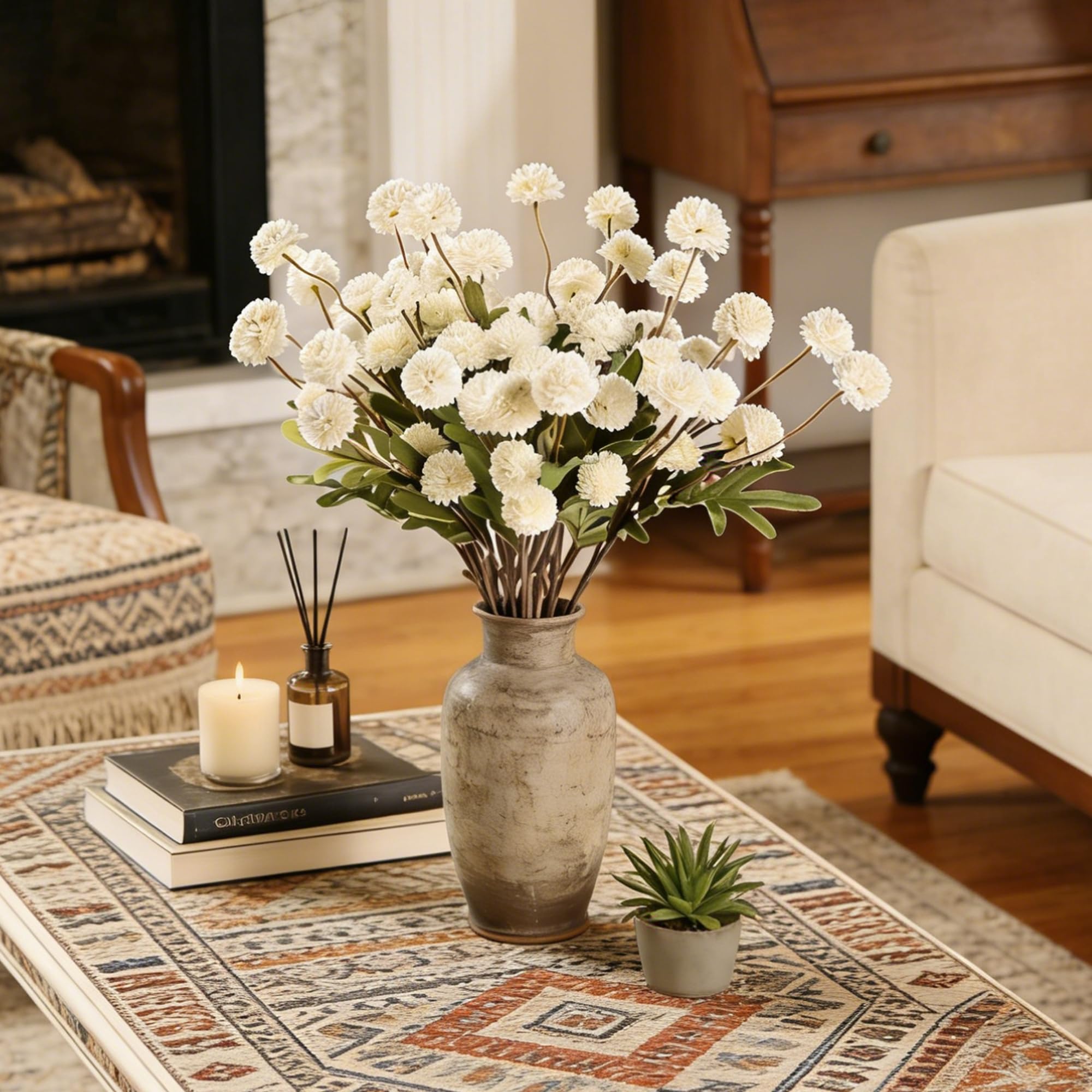 HNVNER ivory mums as wedding decor filler for natural texture.