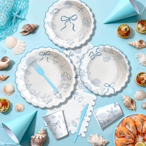 HOAKWA seashell bows garland adds delicate seaside flair.
