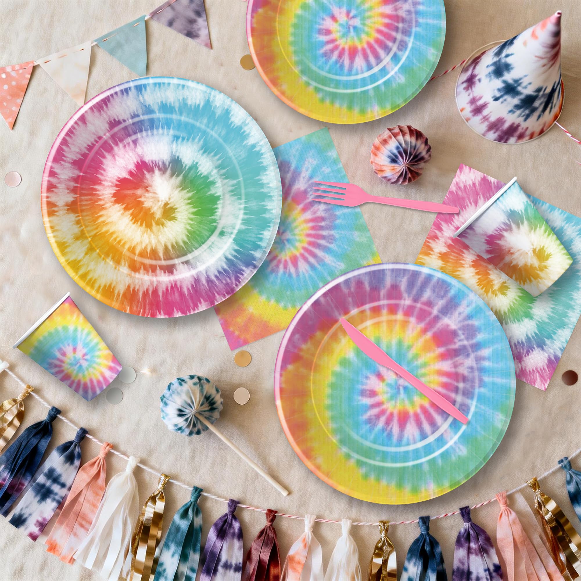 HOAKWA Tie Dye Cutlery set with lively design for quick dining