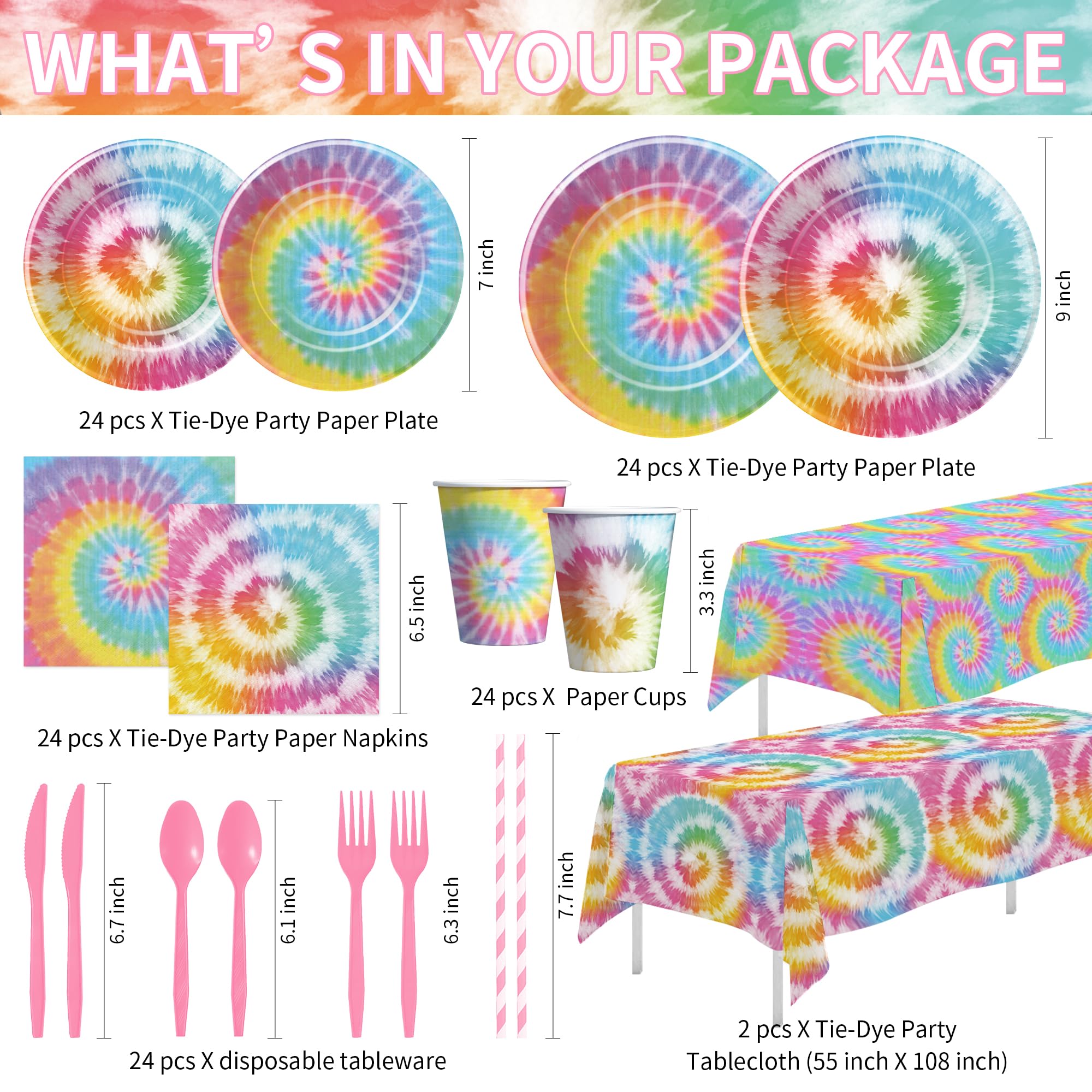 HOAKWA Tie Dye Plates 7in bring color to snacks at celebrations