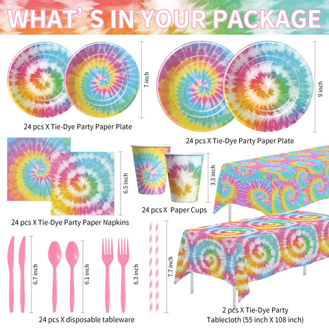 HOAKWA Tie Dye Plates 7in bring color to snacks at celebrations