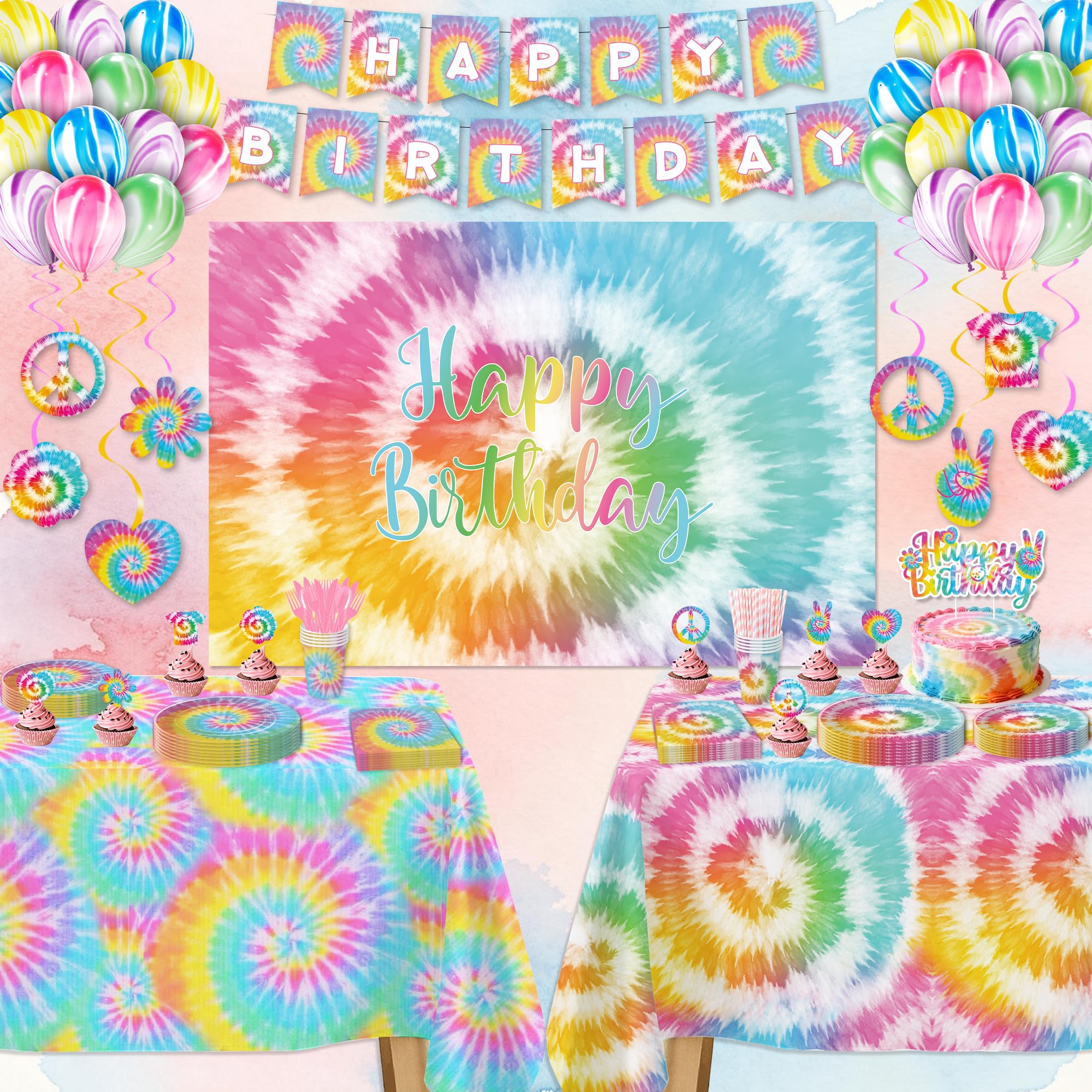 HOAKWA Tie Dye Tablecloth brightens surfaces and protects them