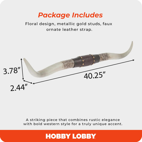 Hobby Lobby Longhorn wall art showcases floral embossing and gold accents.