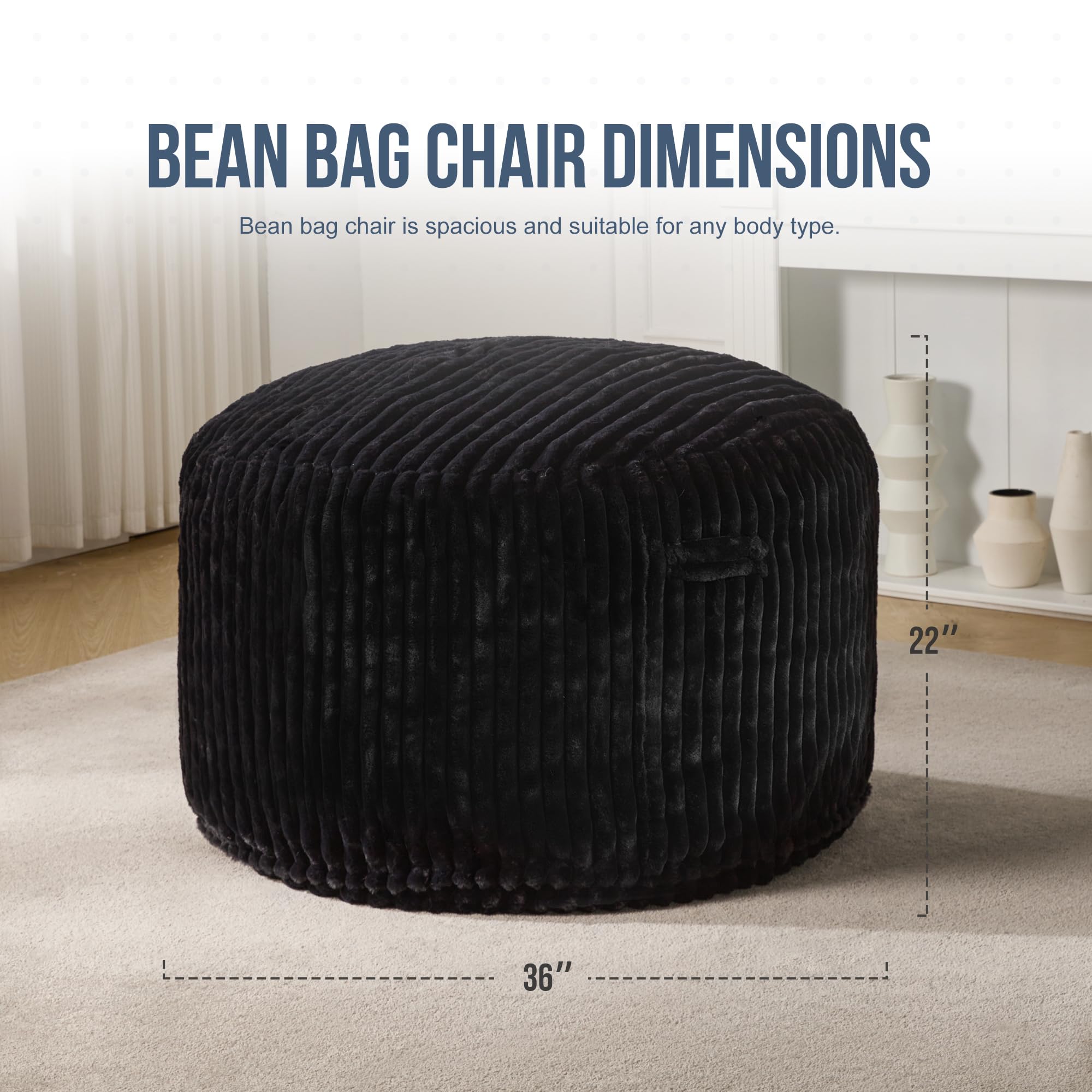 Hobestluk 3ft bean bag chair backrest setup showing versatile seating.