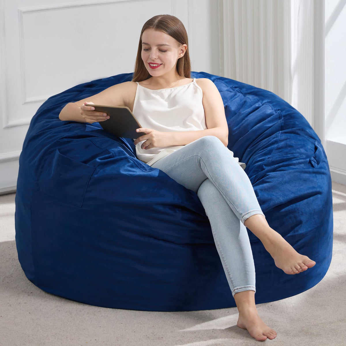 Hobestluk 3FT bean bag chair front view for spacious living room seating