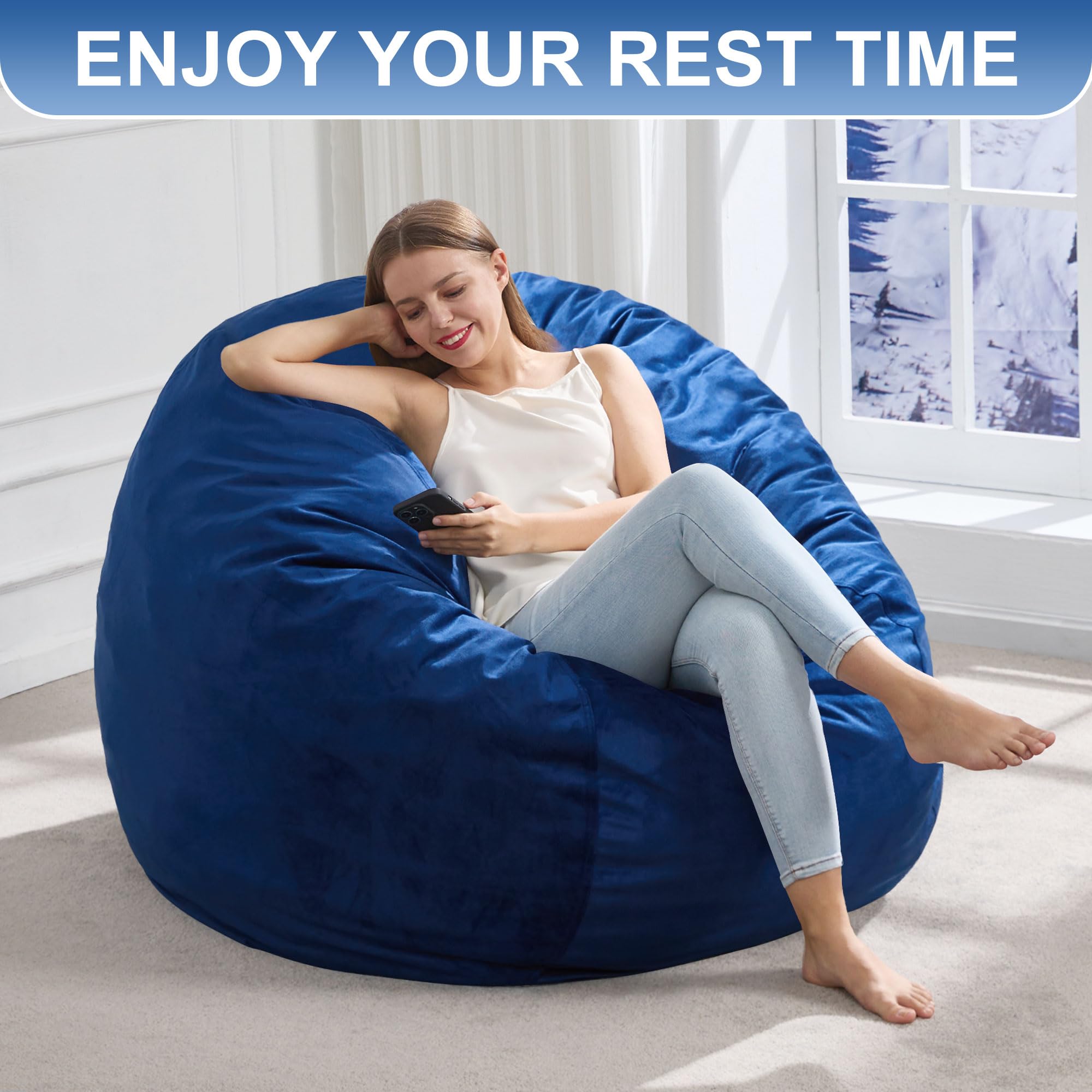 Hobestluk bean bag chair in a cozy bedroom setting