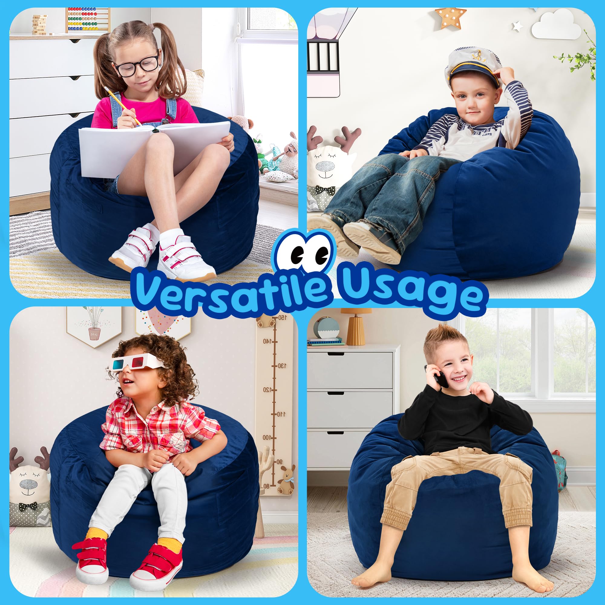 Hobestluk bean bag chair in use in a living room setting
