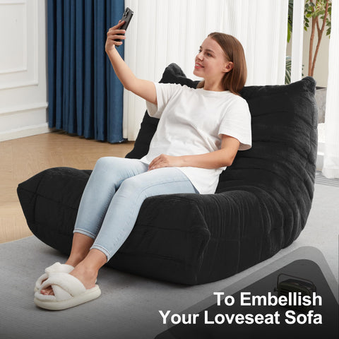 Hobestluk black plush faux fur cover adds luxurious feel
