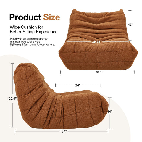Hobestluk brown teddy faux fur bean bag chair adds cozy style.
