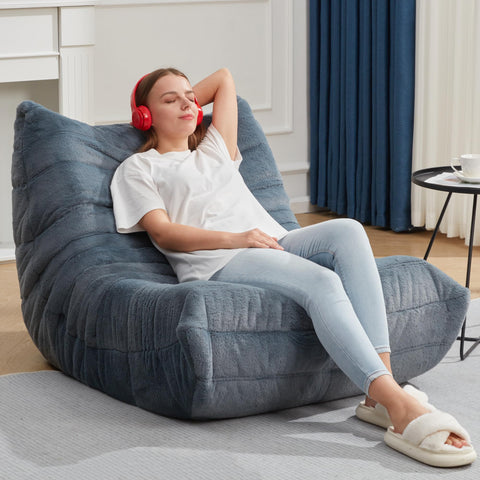 Hobestluk ergonomic-support bean bag chair highlights back curve for comfortable seating