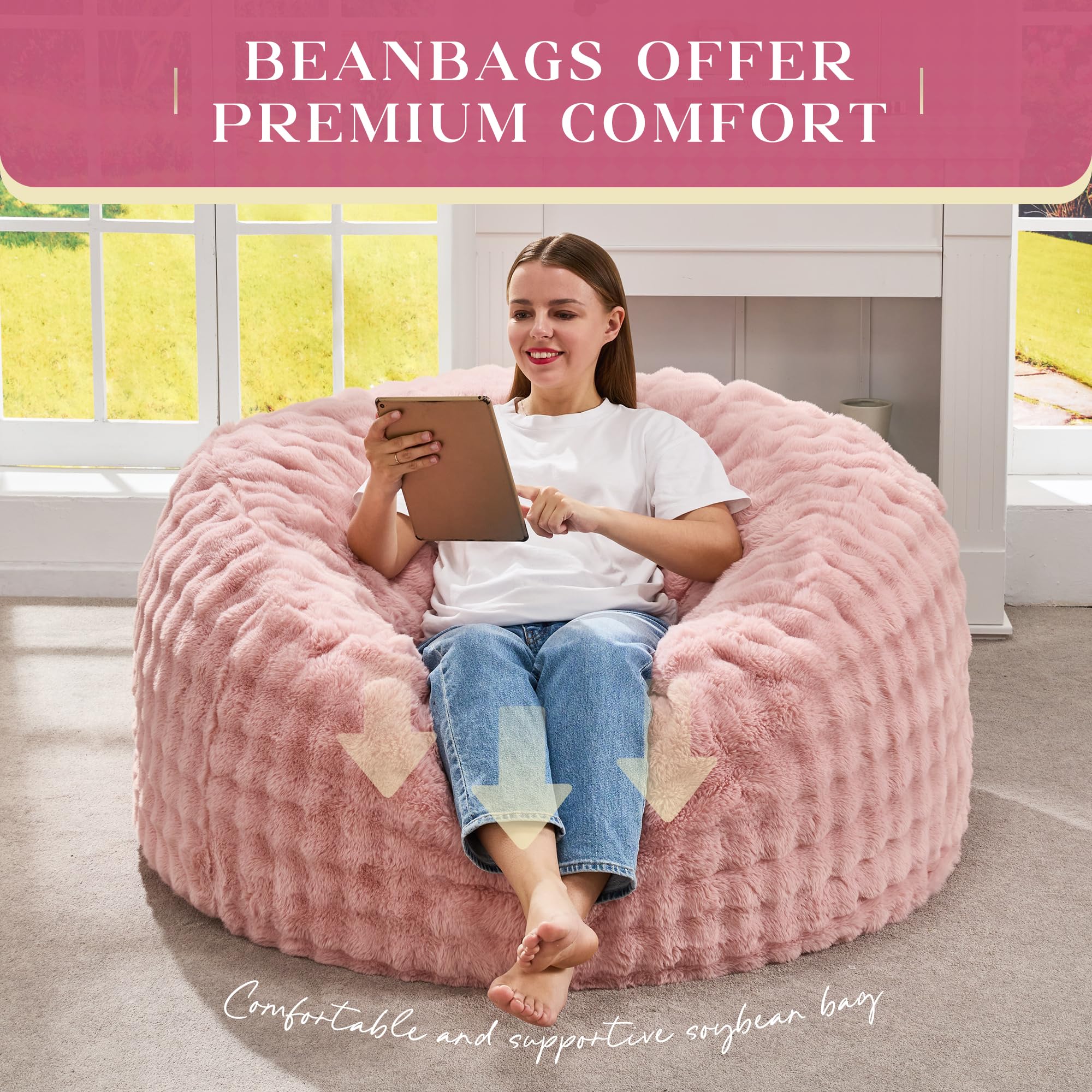 Hobestluk large adult bean bag provides generous comfort for lounging or gaming