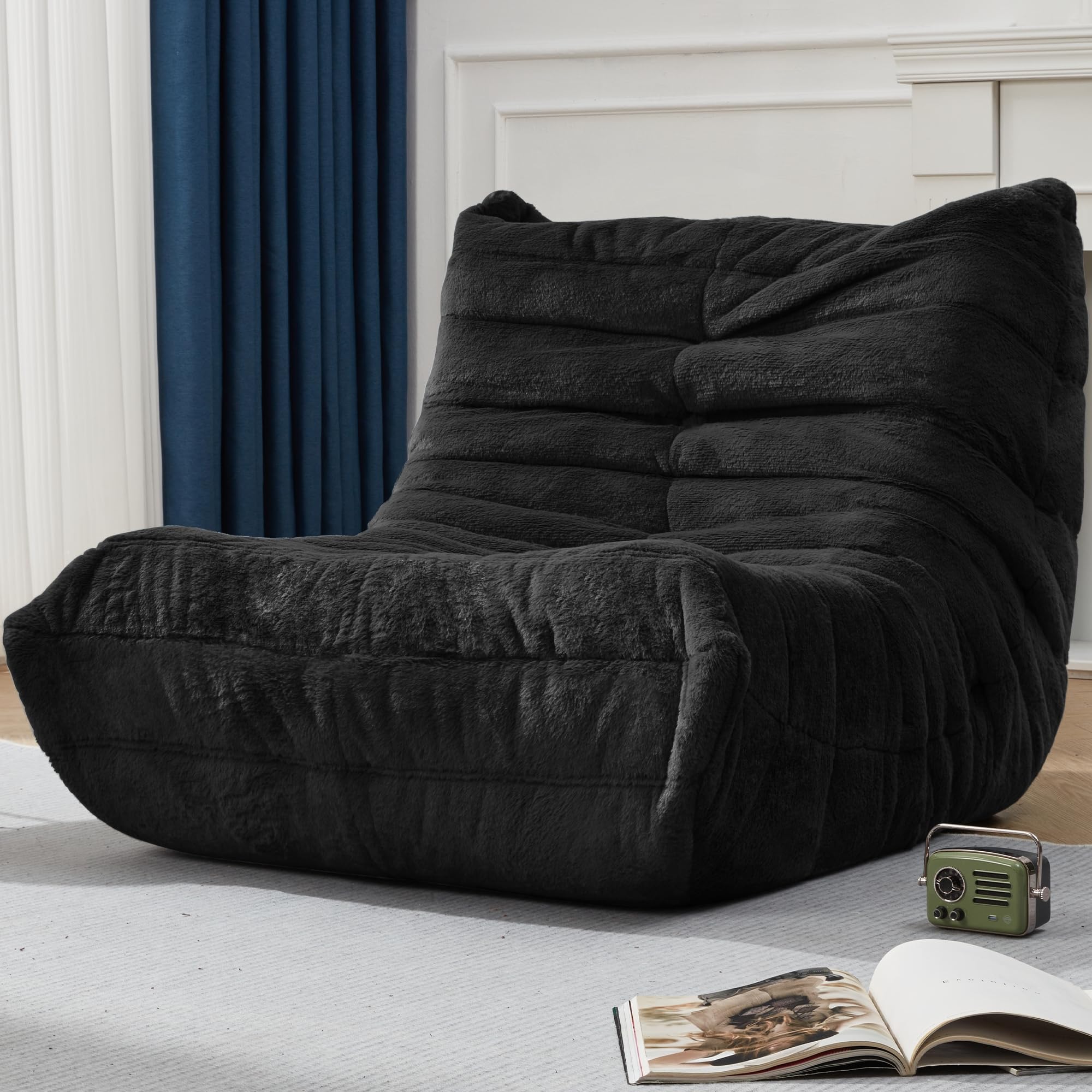 Hobestluk giant bean bag chair memory foam core offers soft, supportive seating