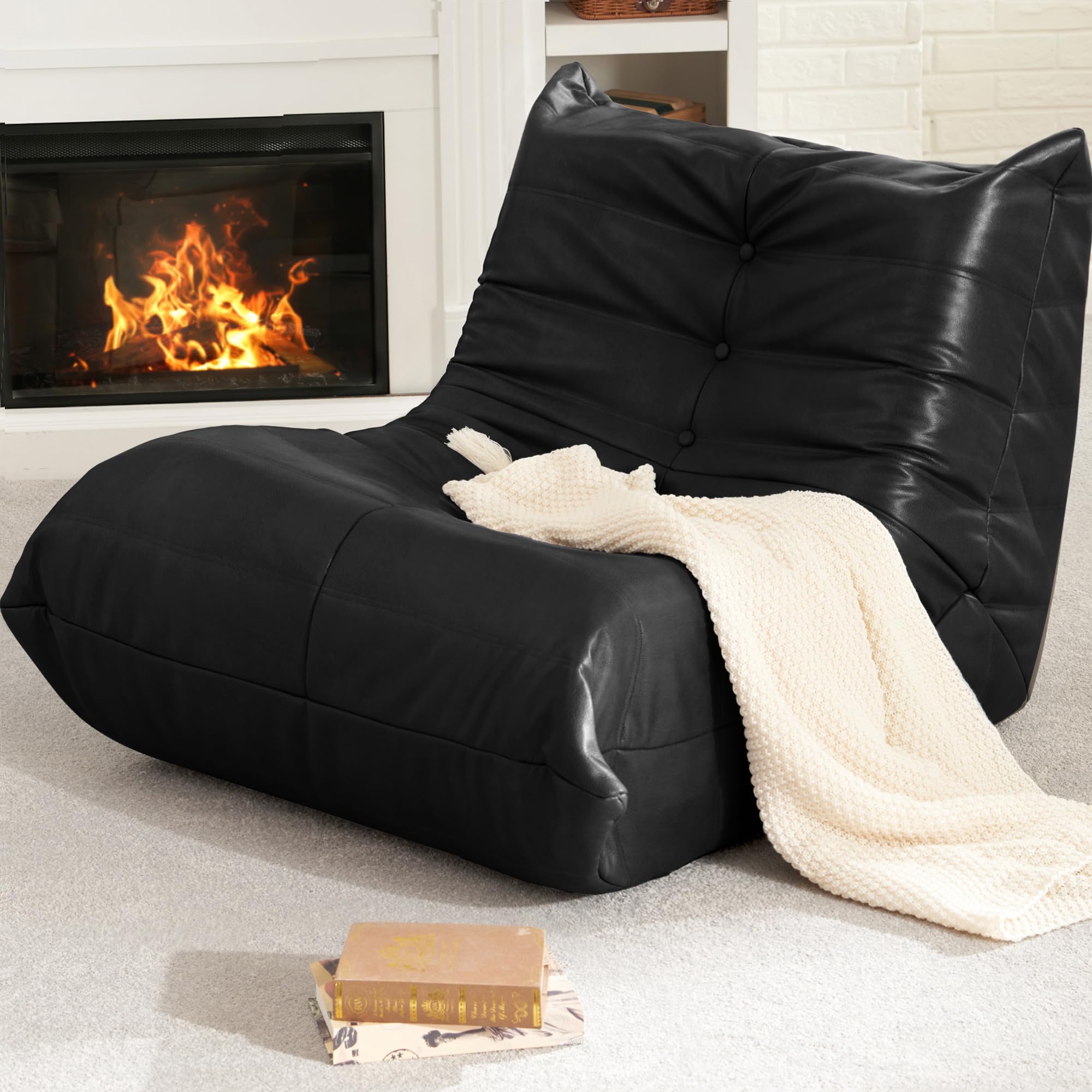 Hobestluk giant bean bag chair front view for wide, comfortable lounging