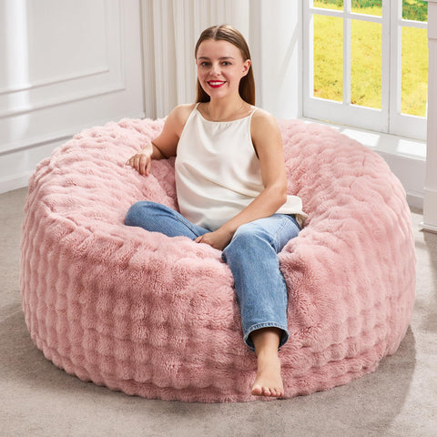 Hobestluk pink bean bag chair cover for cozy, stylish lounging in living spaces