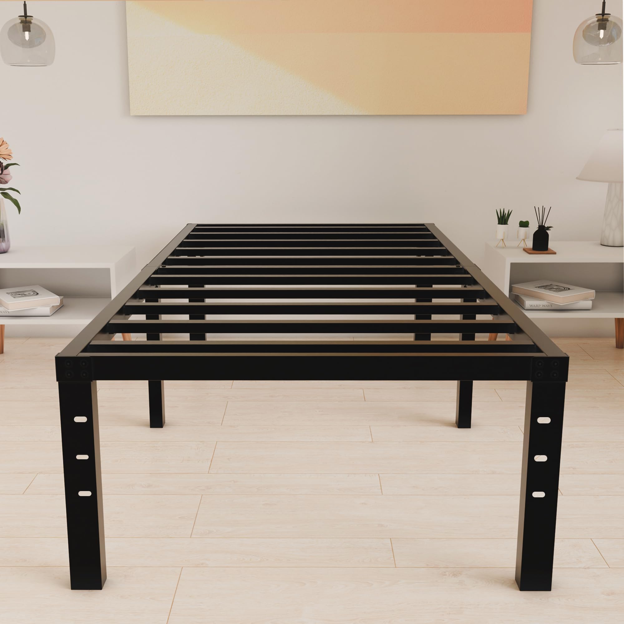 HOBINCHE frame features durable metal slats for long lasting use.