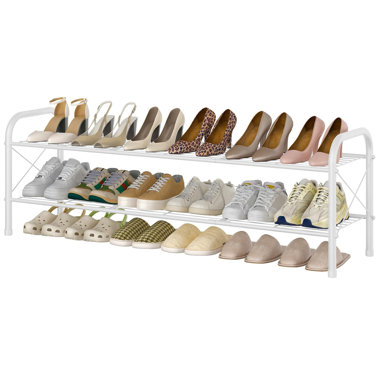 Hoctieon 2-tier shoe rack front view for neat entryway storage.