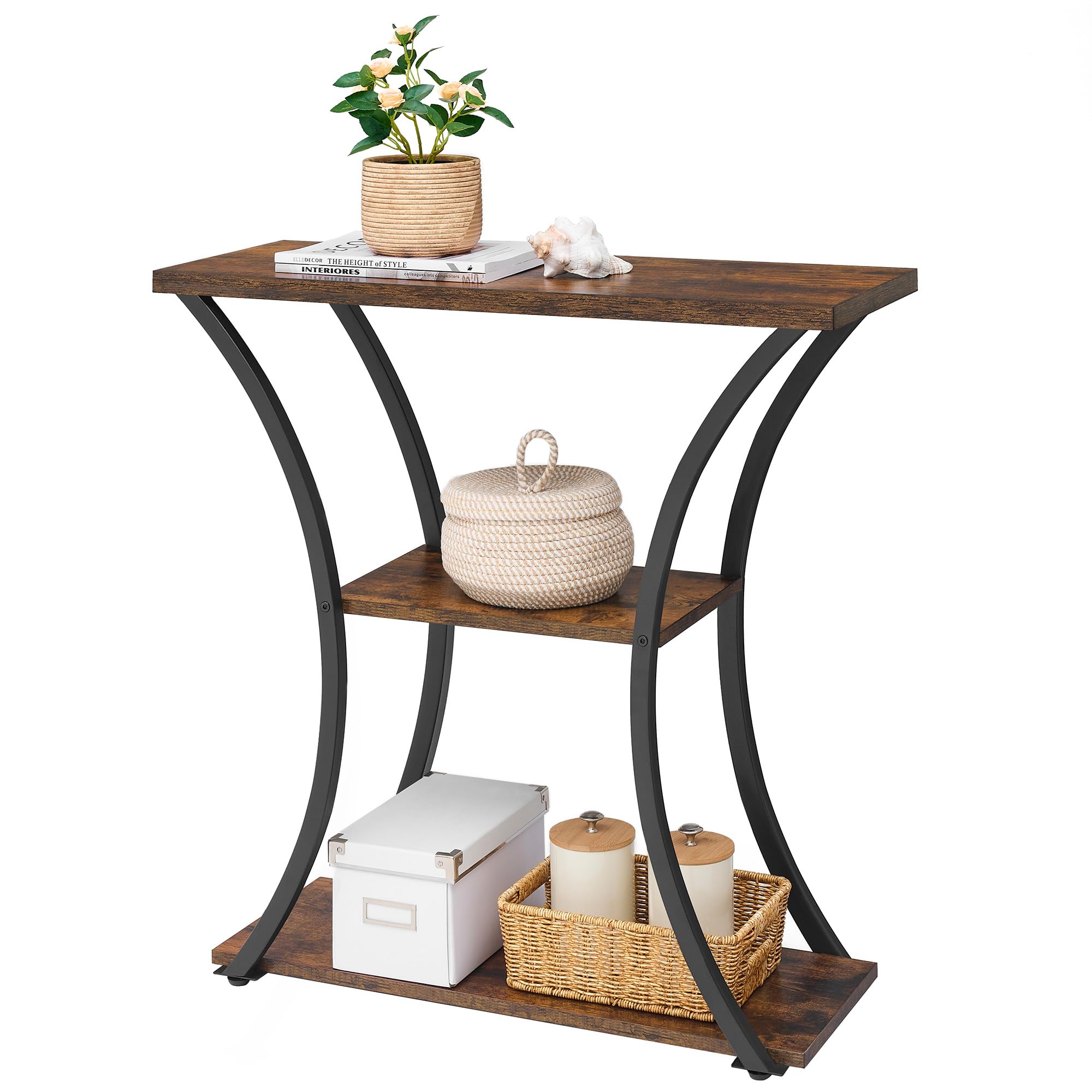 Hoctieon 3-tier console table easy assembly with labeled parts and tools