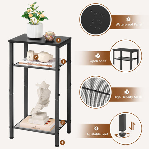 Hoctieon end table lower shelf organization for remotes