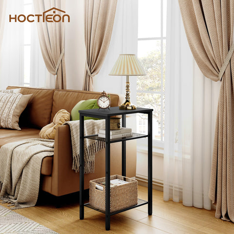 Hoctieon 3-tier end table middle shelf storage for books
