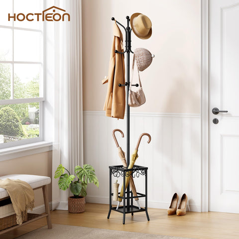 Hoctieon 12-hook coat rack provides ample hanging space for multiple family members.