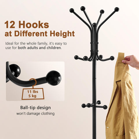 Hoctieon coat rack features easy assembly with labeled parts.