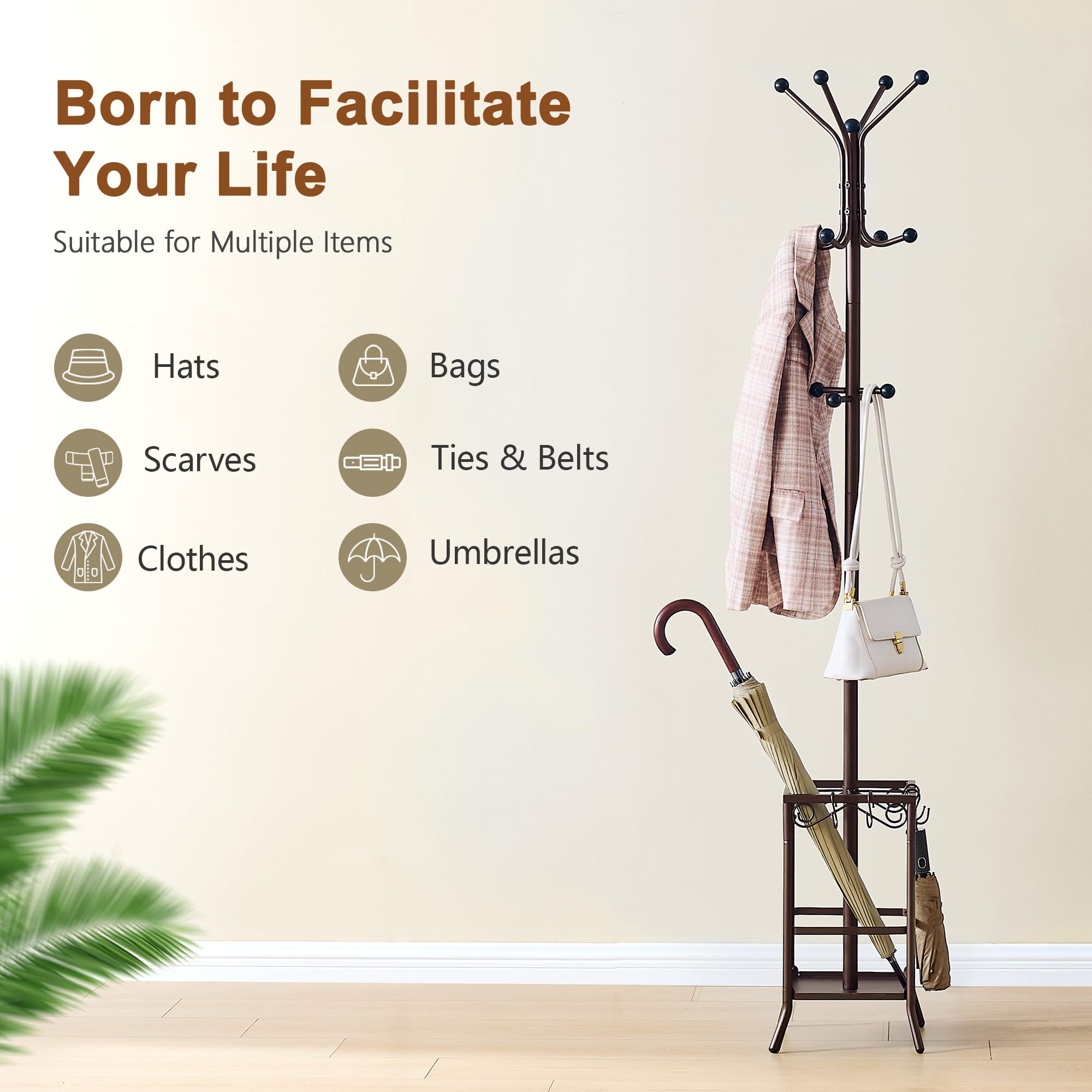 Hoctieon coat rack provides stable base for daily use