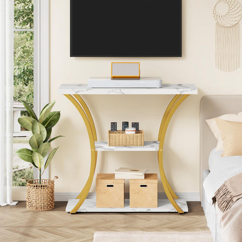 Hoctieon curved gold frame design adds contemporary luxury.