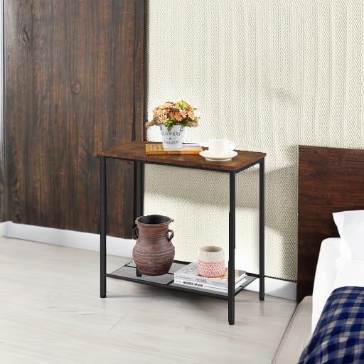 Hoctieon end table top shelf for drinks, lamps and decor.