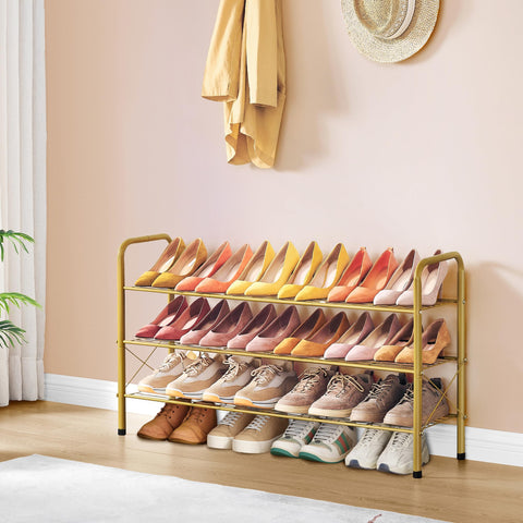 Hoctieon entryway mesh shoe shelf keeps shoes dry with drainage design.